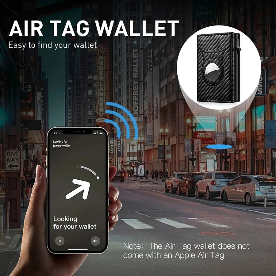 Eloy Men's Carbon Fiber Smart AirTag Wallet