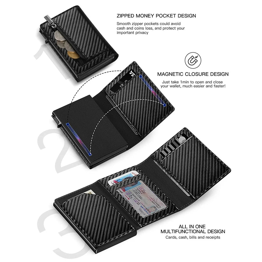 Eloy Men's Carbon Fiber Smart AirTag Wallet